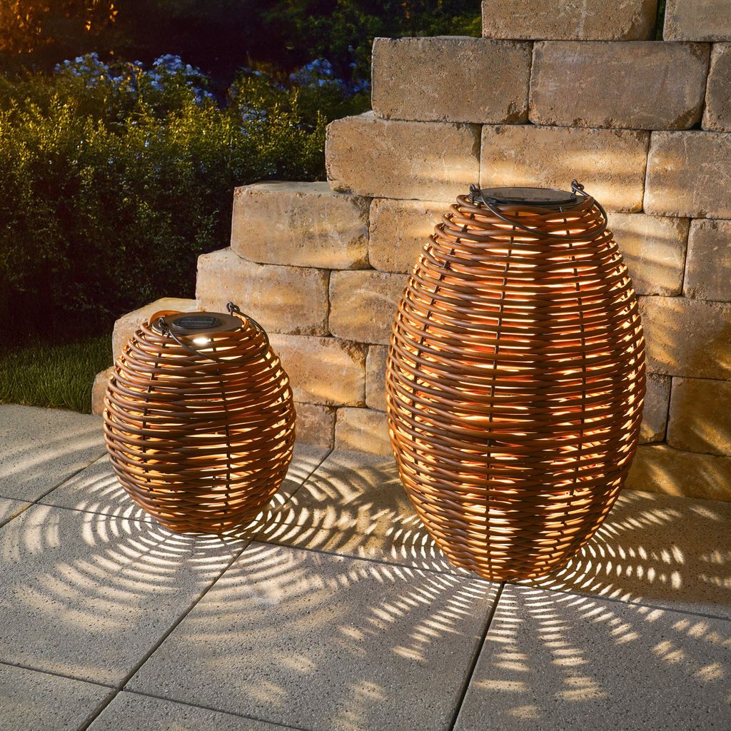 esotec Solar Rattanleuchte Victoria 2er Set USB, CCT Funktion, Polyrattan 102280