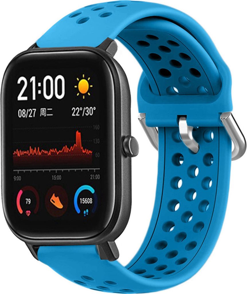 Strap-it Xiaomi Amazfit GTS Silikonarmband mit Löchern (Hellblau)