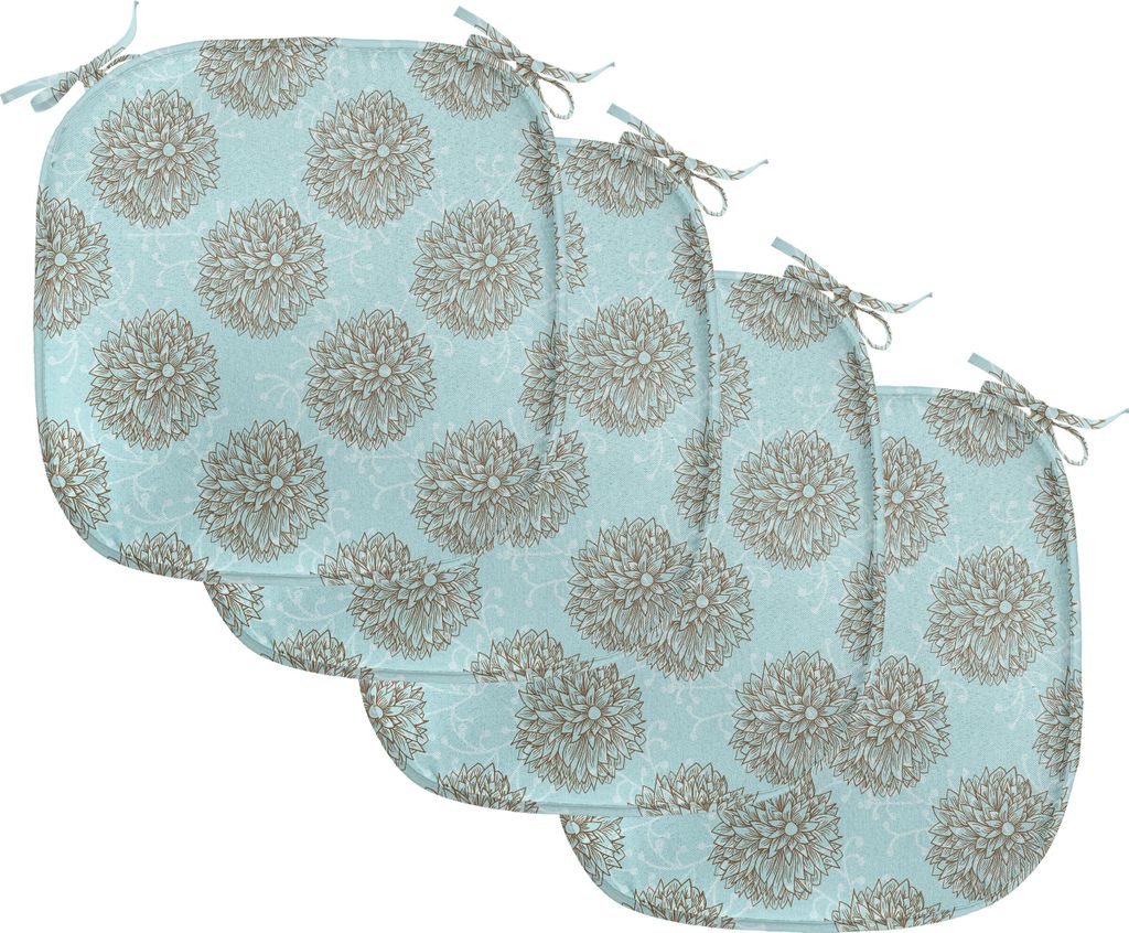 ABAKUHAUS Dahlie-Blume Polster für Esszimmerstühle, Vintage Blumen, Dekoratives wasserfestes Kissen mit Riemen für Küchensitze, 40 cm x 40 cm-4...