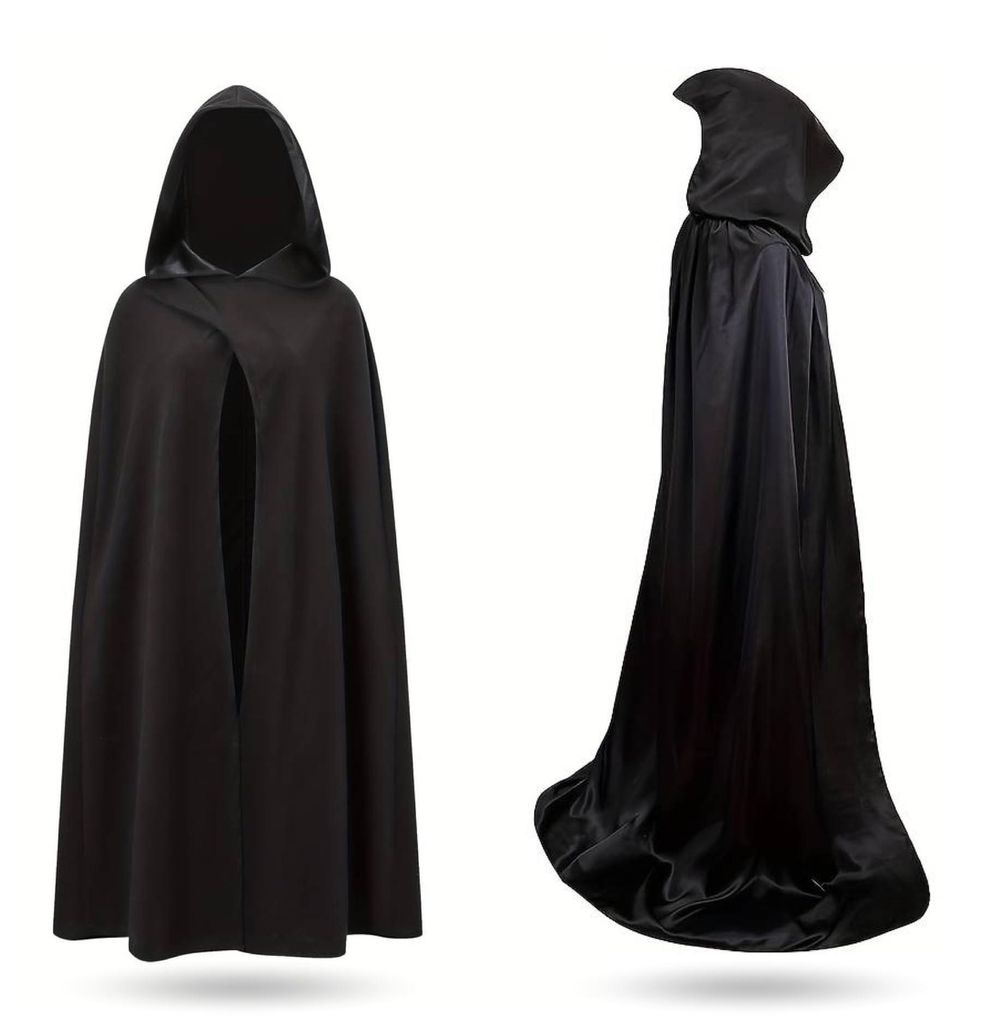 Halloween vampire costume cape avec capuchon noir comme un Image du produit 