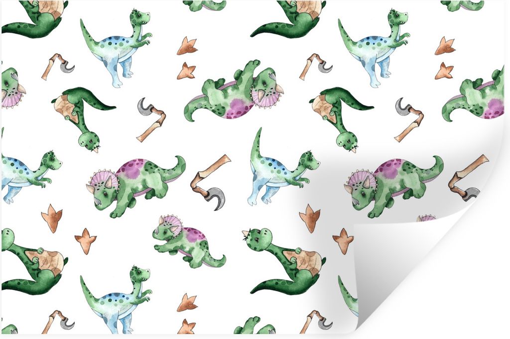 MuchoWow Wandtattoo Wandsticker Wandaufkleber Dinosaurier - Muster - Kinderzimmer - Jungen - Mädchen - Kinder 60x40 cm Selbstklebend und Reposit...