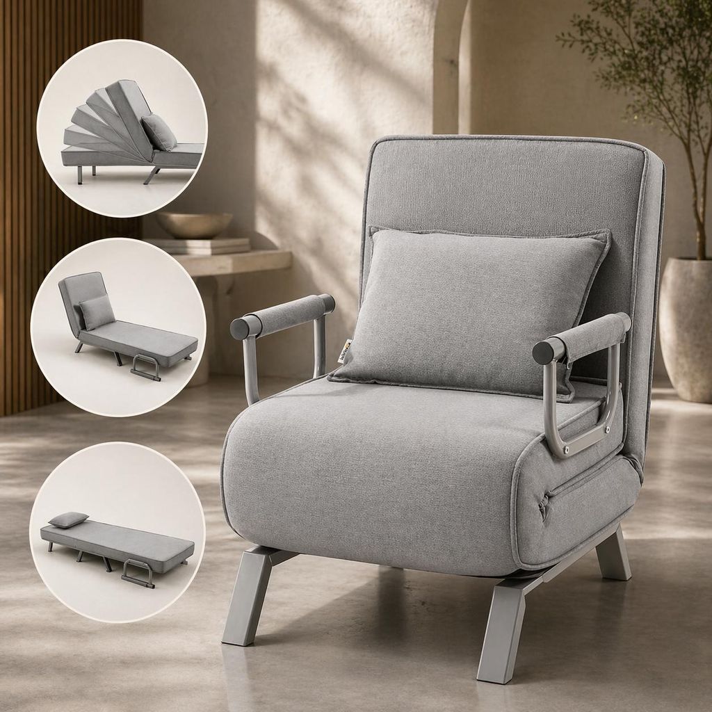 Makika Schlafsessel Schlafsofa Ted klappbar in Grau Produktbild 