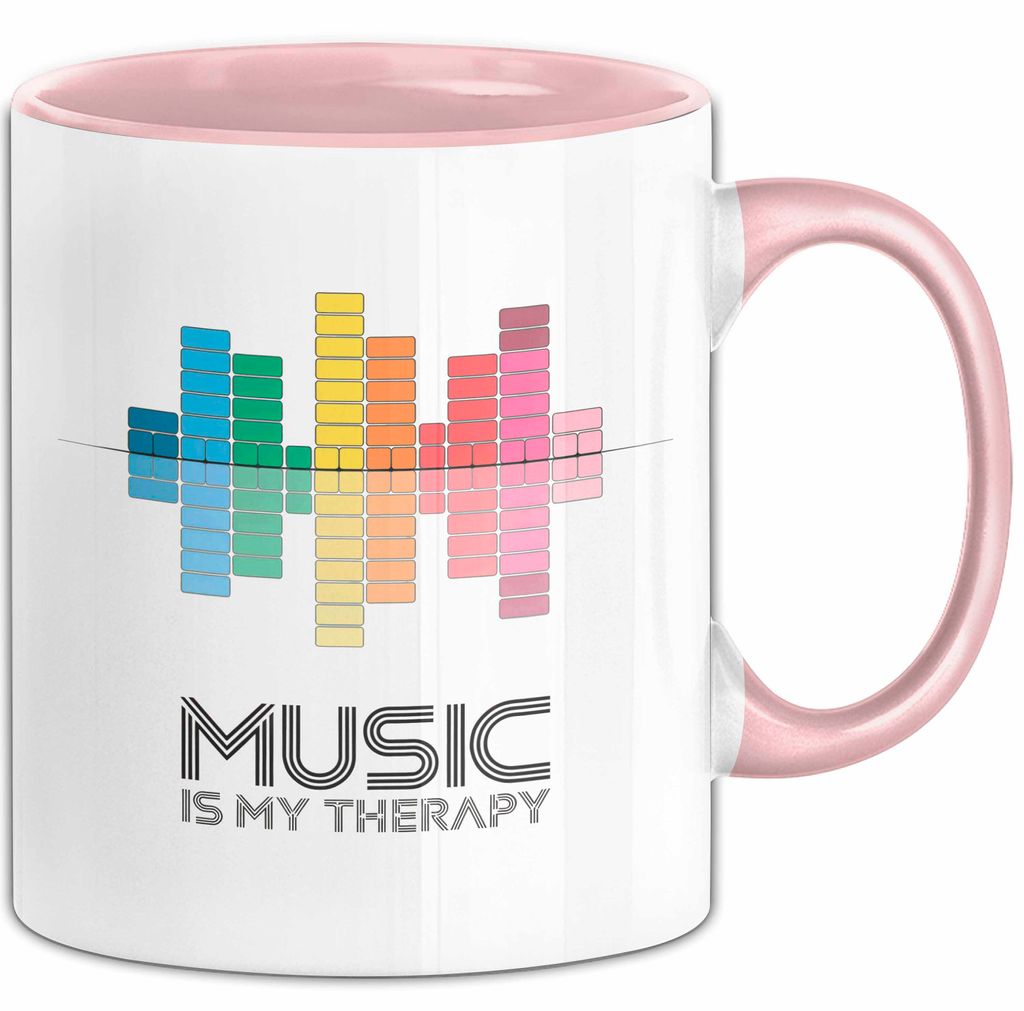 DJ Musik Equalizer EDM Party Tasse Geschenk Lustige Geschenkidee Spruch Musik Ist Meine Therapie (Rosa)