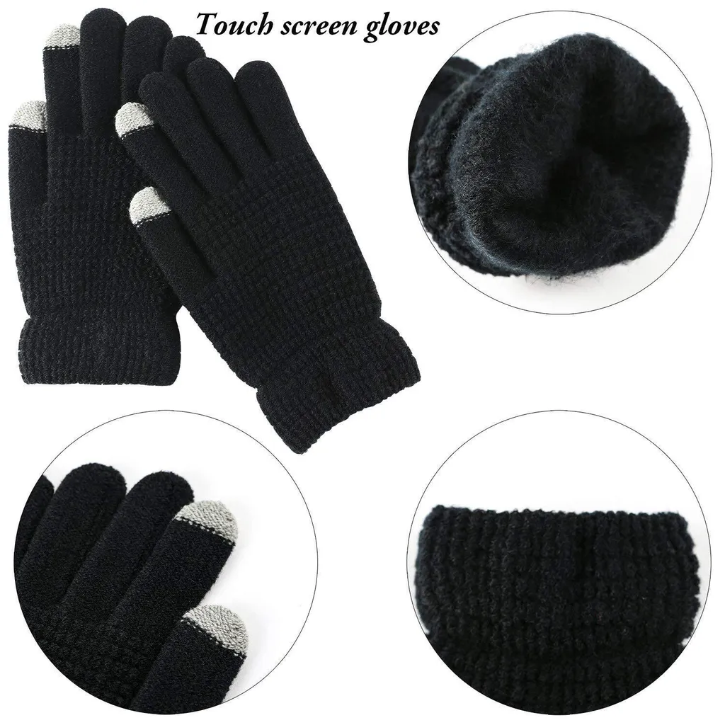 Aicerous®3 in1 Inverno Berretto Scaldacollo Guanti Set, Cappello Invernali Sciarpa Set, Cappelli Caldo Scaldacollo Touch Screen Guanti, con fodera in pile, morbido e delicato sulla pelle (Gray