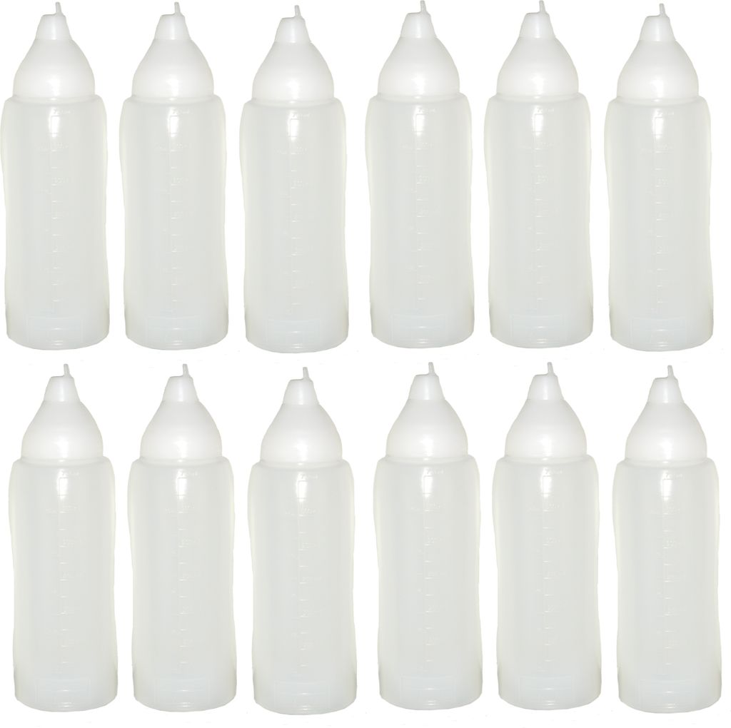 12 transparente Quetschflaschen 750 ml tropffrei Ketchupflaschen Senfflasche Mayonaiseflasche