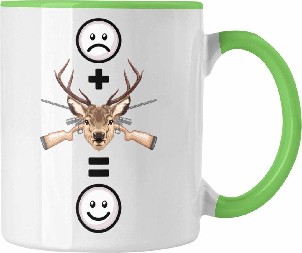 Trendation - Jagd Jäger Tasse Geschenk für Jäger Jägerin :( + Reh jagd = :) Lustige Geschenkidee Geburtstag (Grün)