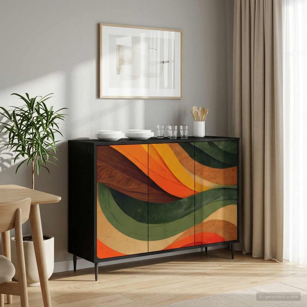 Komoda boczna vidaXL BONN, czarna, imitacja dębu, 102 x 33 Zdjęcie produktu 