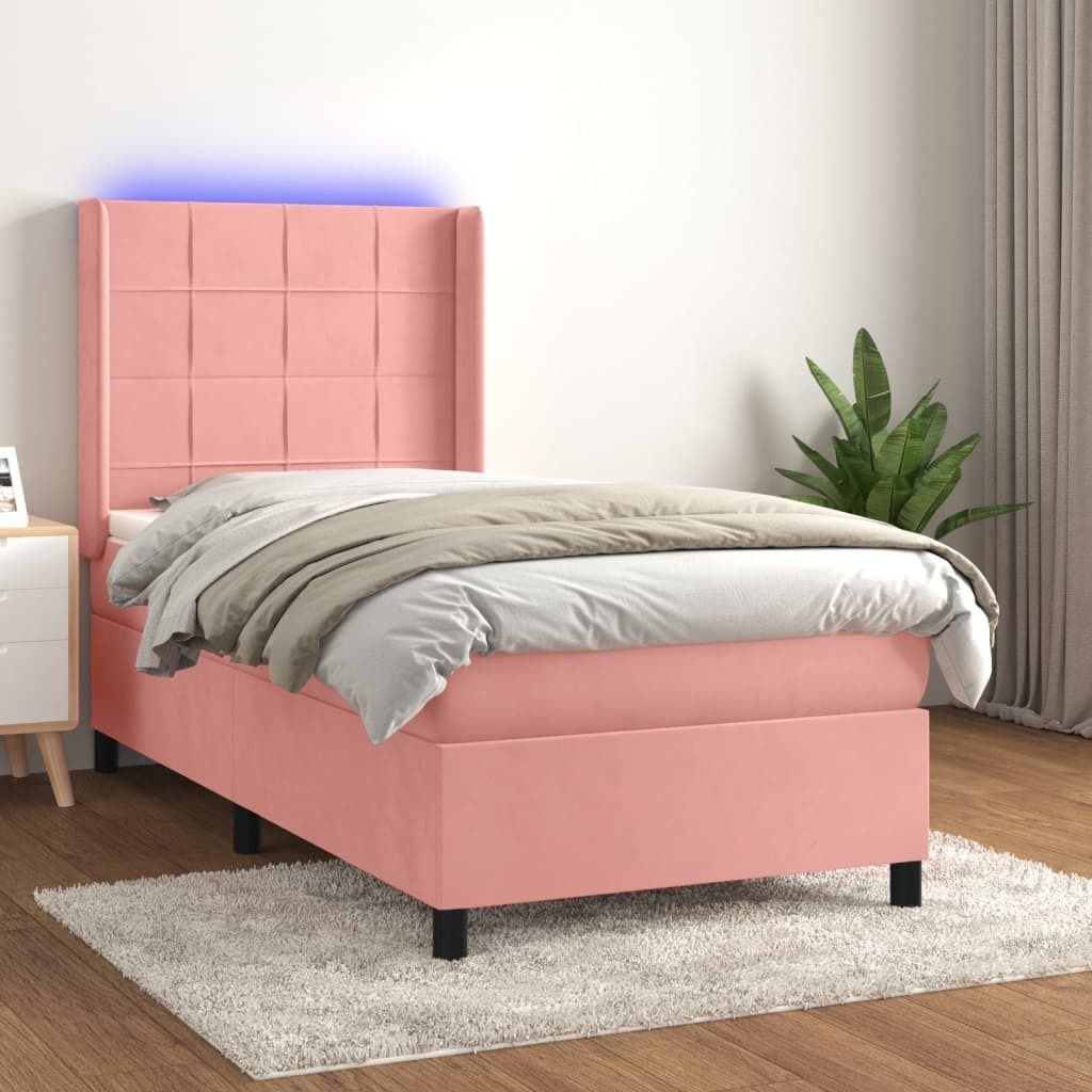 Maison Exclusive - Boxspringbett mit Matratze & LED Rosa 100x200 cm Samt