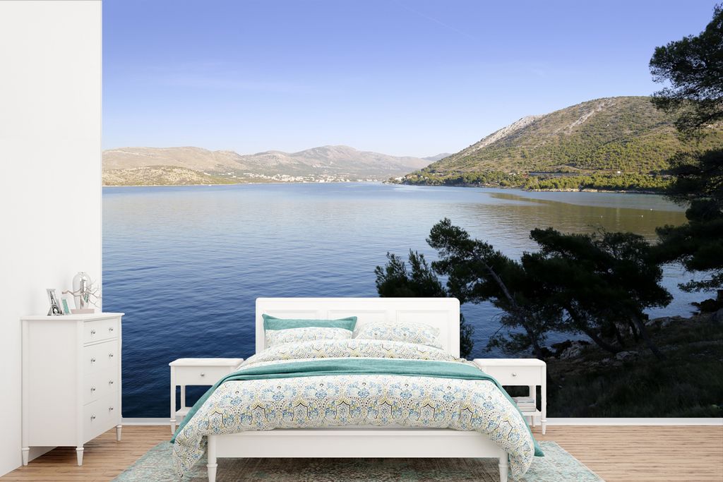 MuchoWow Fototapete für Wohnzimmer oder Schlafzimmer Wandtapete Vinyl Motivtapete Der Fluss Krka im Nationalpark in Kroatien - 330x220 cm - Foto...