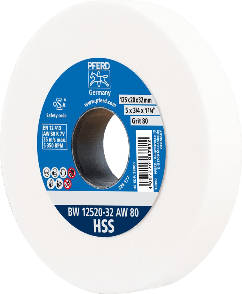 Schleifbockscheibe Schleifscheibe PFERD Ø 125x20mm Bohrung-Ø 32 mm A K80