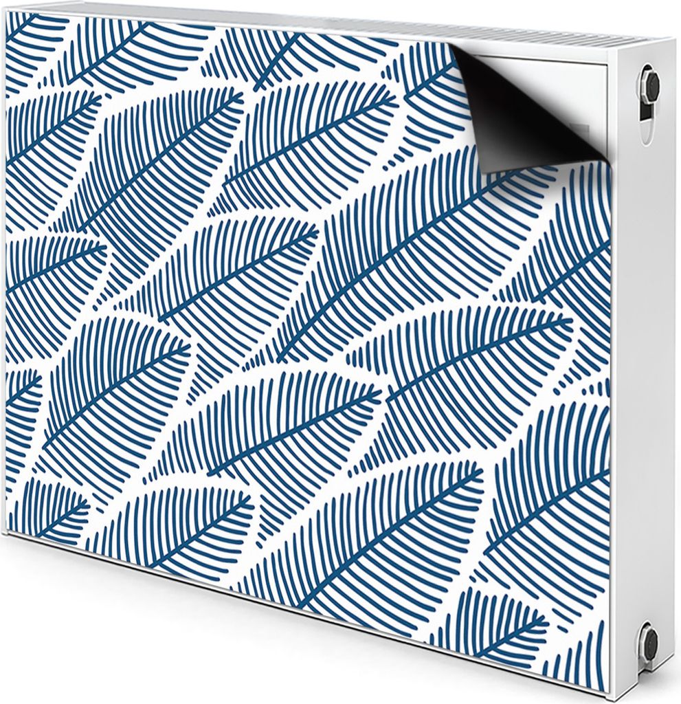 Magnet Radiator Magnet Mat Heizkörper Heizung Verkleidung Abdeckung 110x60 cm - Blaue Blätter