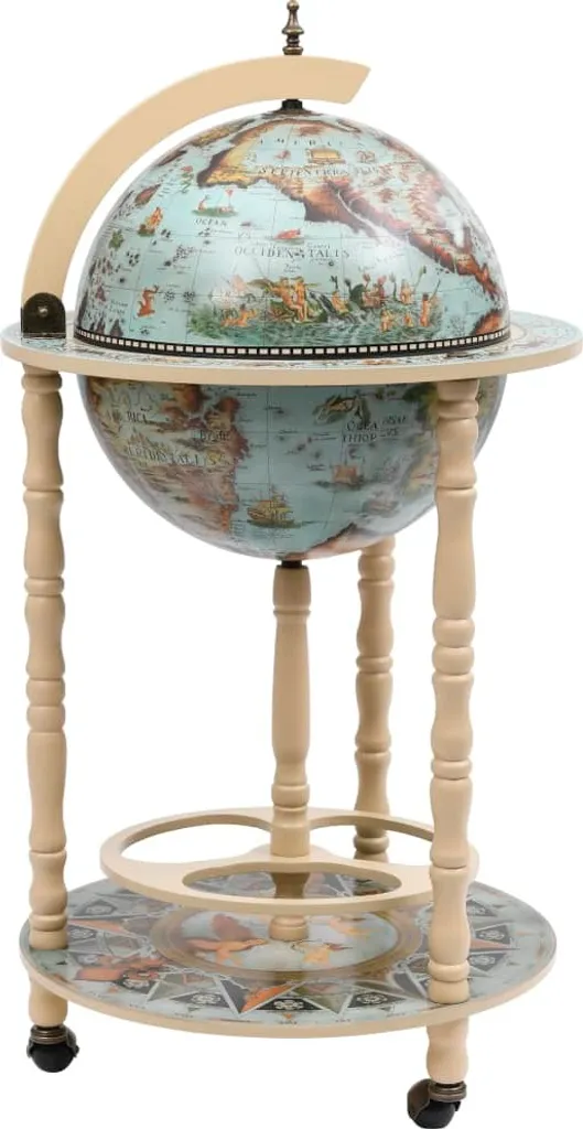 Bar Globe Bleu en Eucalyptus : Solution de Rangement Élégante et Mobile