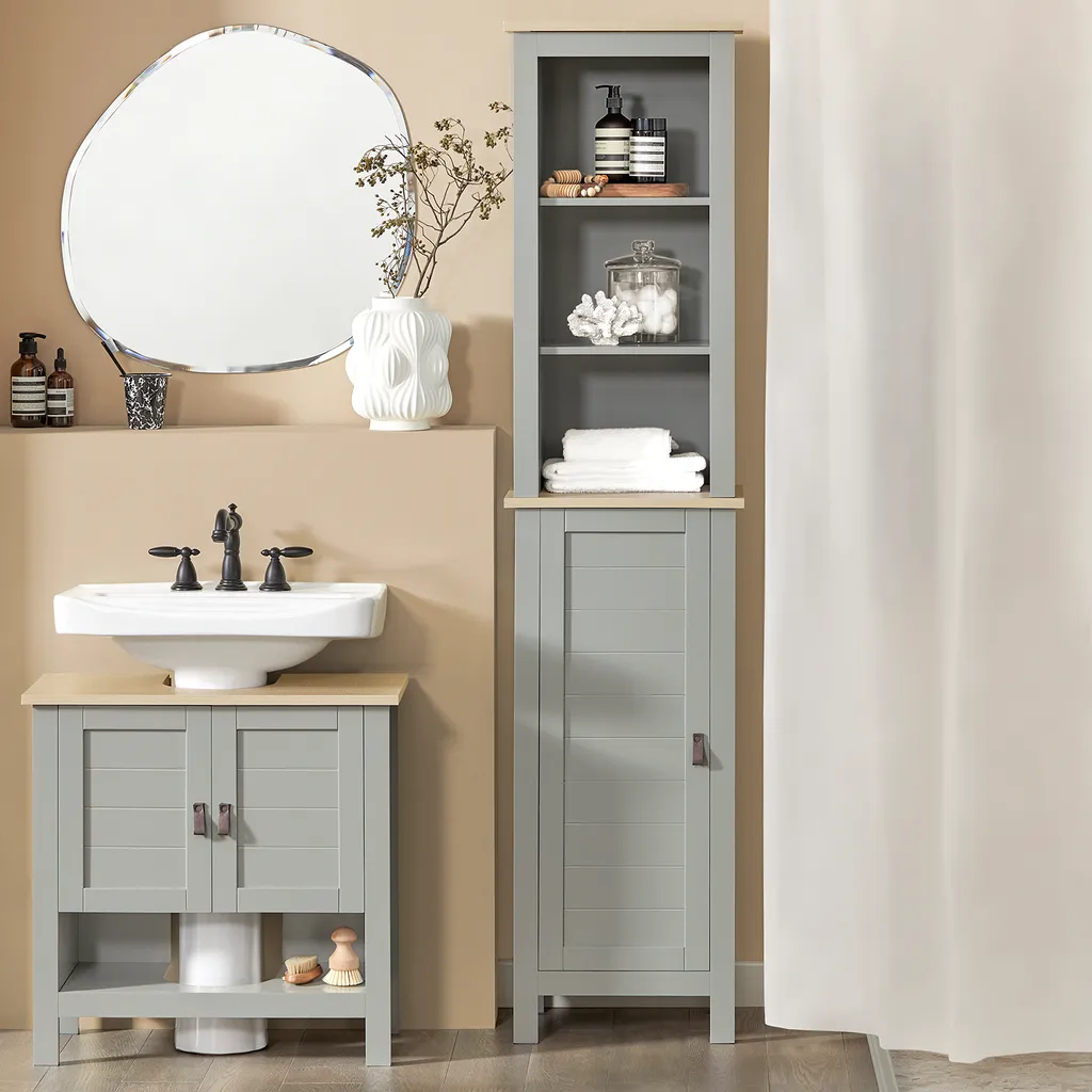 SoBuy BZR68-HG Mobiletto Alto Grigio | Colonna Bagno 39cm Offerta