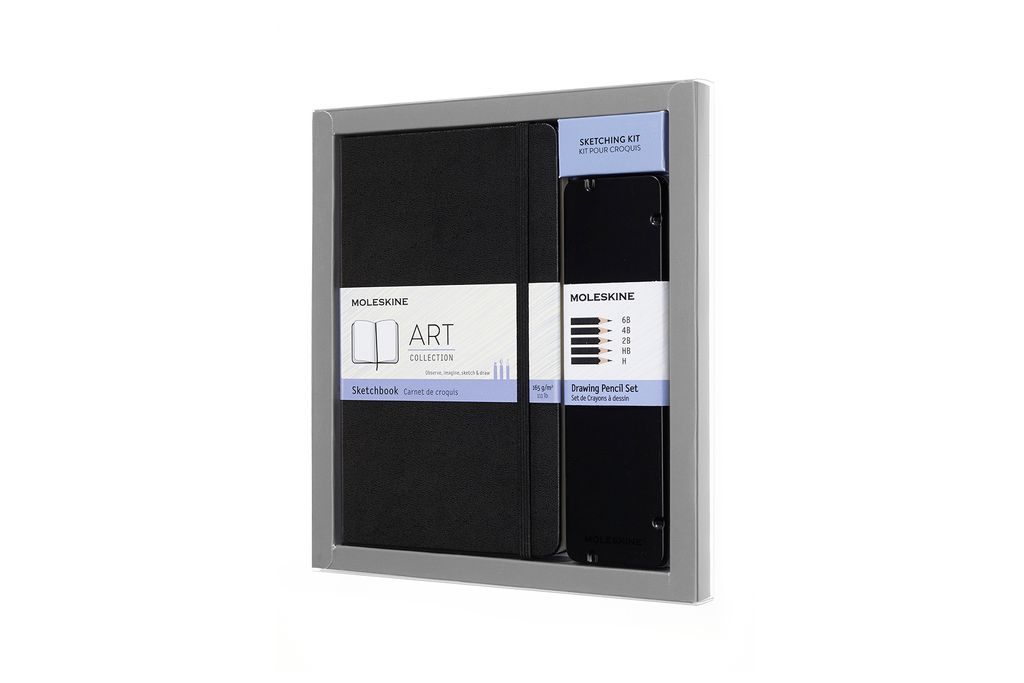 Moleskine Skizzen-Set Skizzenbuch: Large/A5, Hard Cover, Schwarz; Zeichenstift-Set