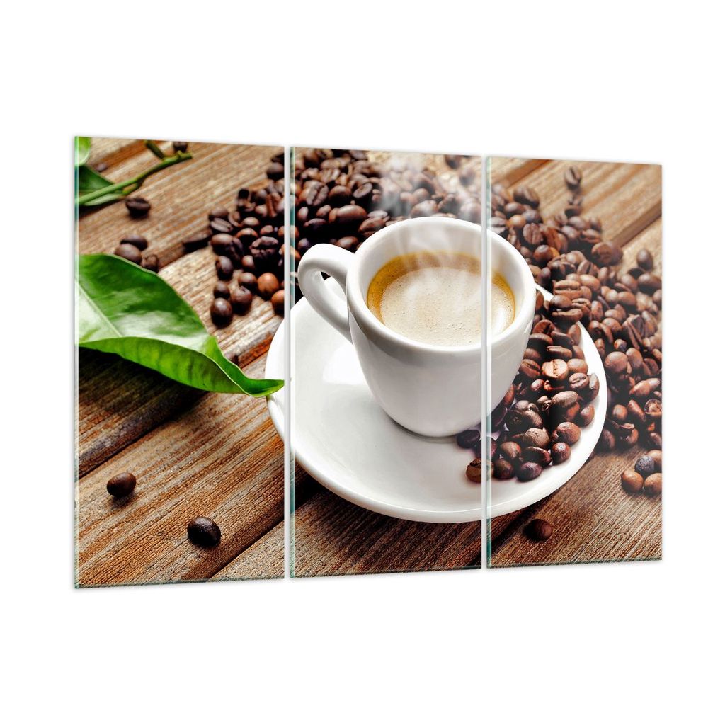 Bilder auf glas - Kaffee Tasse Espresso heiß - 105x70cm - Glasbilder - Wandbilder - Kunstdruck - zum Aufhängen bereit - Wanddekoration aus Glas -...