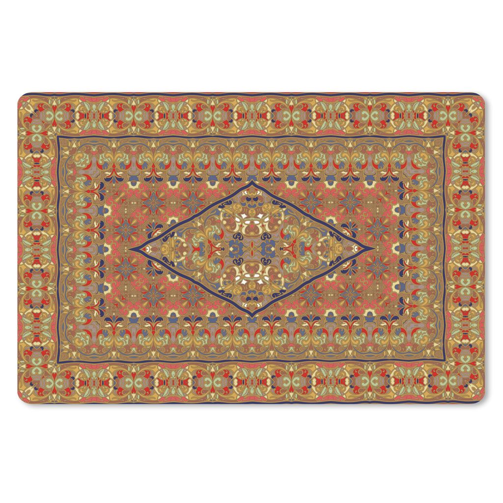 MuchoWow Schreibtischunterlage Persischer Teppich - Teppich - Gelb - Rot 60x40 cm - XXL Mauspad - Großes Mauspad