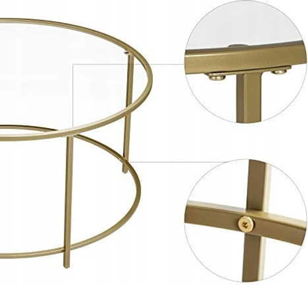Table en verre transparent et structure dorée géométrique 84 cm - 5