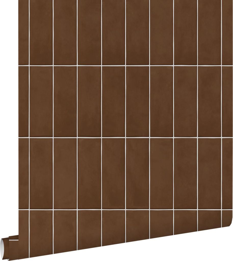 ESTAhome Tapete Fliesenmuster Dunkelbraun 50 x 900 cm