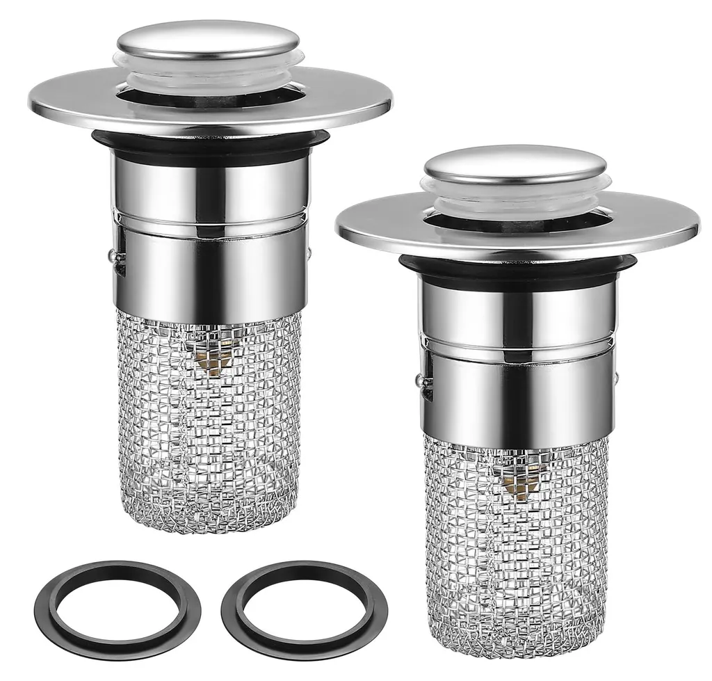 Bouchon d'Évier Anti-Cheveux : Finissez-en avec les Tuyaux Bouchés 2Pcs