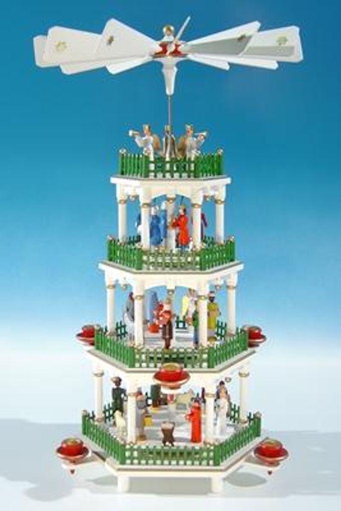 Tischpyramide Christi Geburt 4 Etagen weiß BxHxT 27x45x27cm Produktbild 