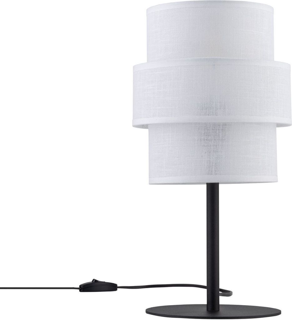 Tischleuchte Metall Stoff E27 Ø 20 cm 38 cm Schwarz Weiß rund Modern Tischlampe