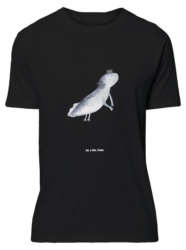 Mr. & Mrs. Panda Größe XL T-Shirt Axolotl Schwimmen - Schwarz - Geschenk, mit Spruch, Shirt, Tshirt, Lurch, Motivation, Lurche, Optimistisch, gl...