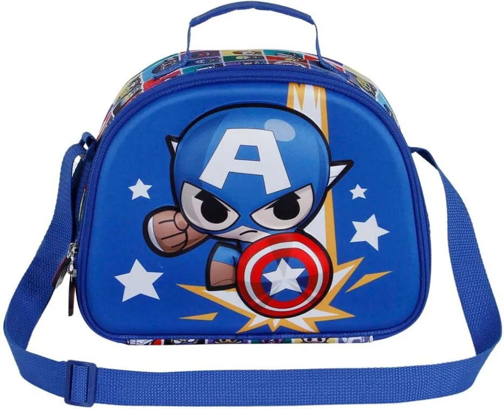 Boîte à repas Captain America bleue rigide et résistante Marvel