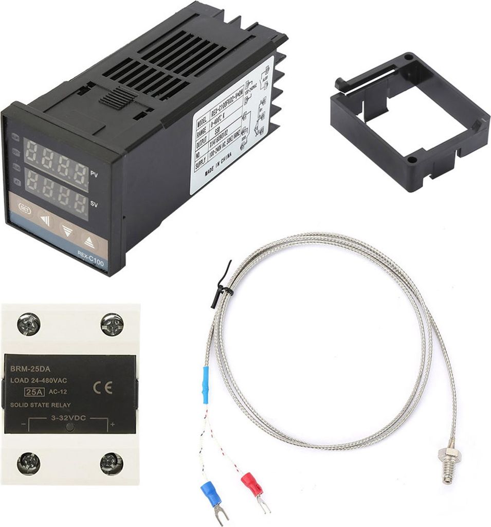 AC Digital PID Temperaturregler-Kits 0–400 °C + 25 A SSR + 1 m Thermoelement Typ M6 K