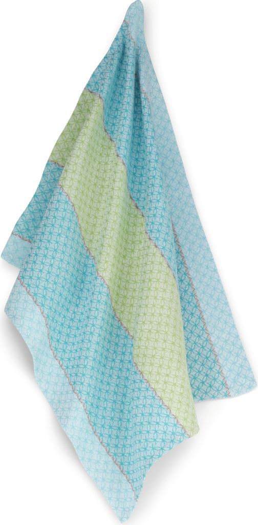 Kela Carla Küchentuch aus Baumwolle, 70x50 cm, blaue und grüne Streifen.
