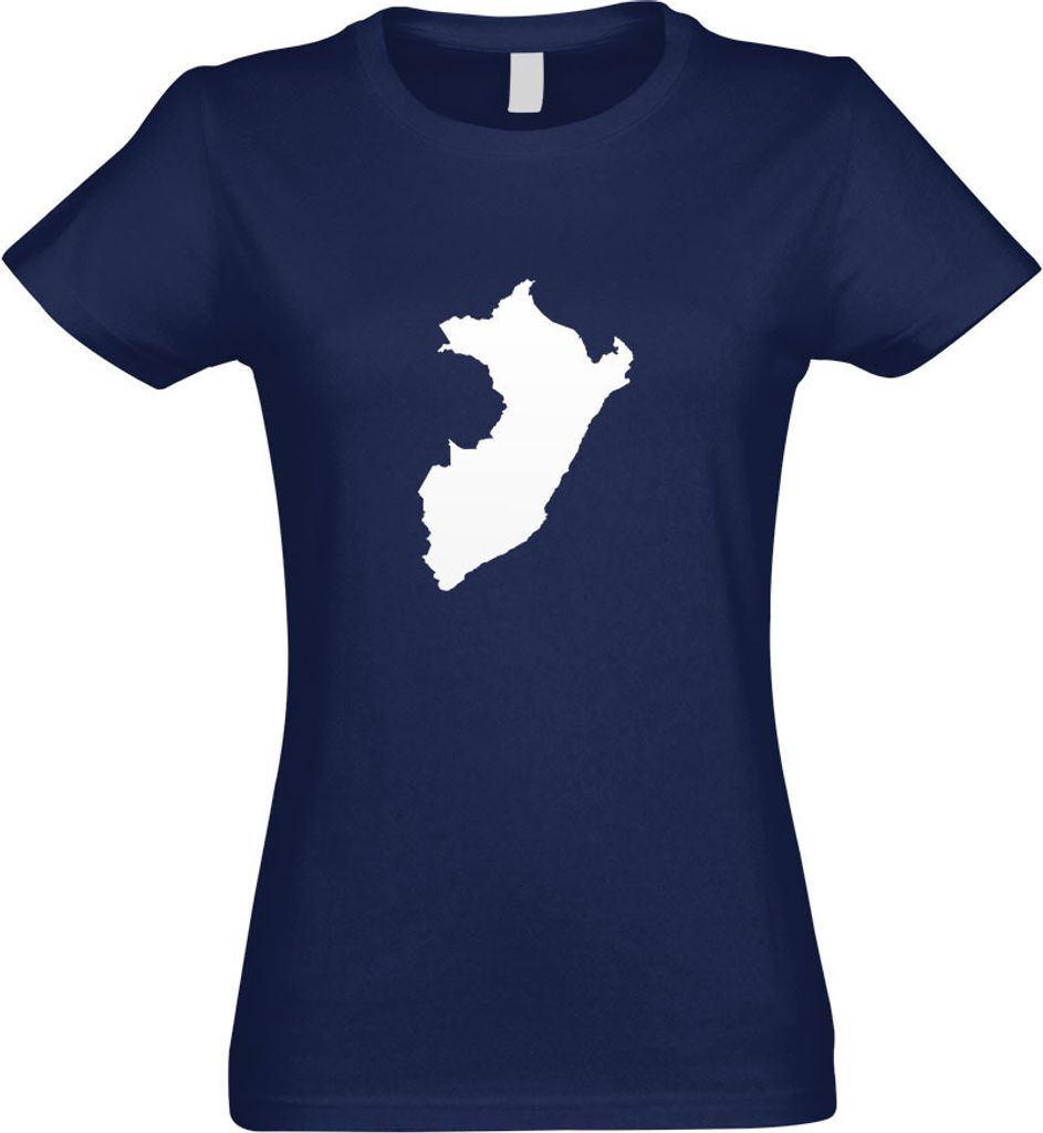 Kiwistar - T-Shirt tailliert - Damen - Navy - Peru Umriss Kontur - mit Motiv Bedruckt - Funshirt Design - Sport - Freizeit - Damen - L