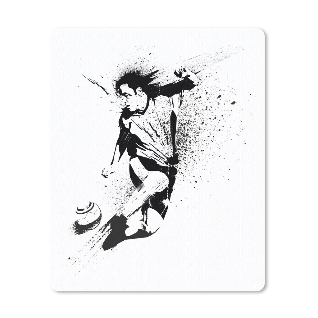 MuchoWow Mauspad Mousepad Eine Illustration einer Person, die einen Fußball in Richtung Tor schießt - Jungen - Junge - Kind 30x40 cm - Mousepad...