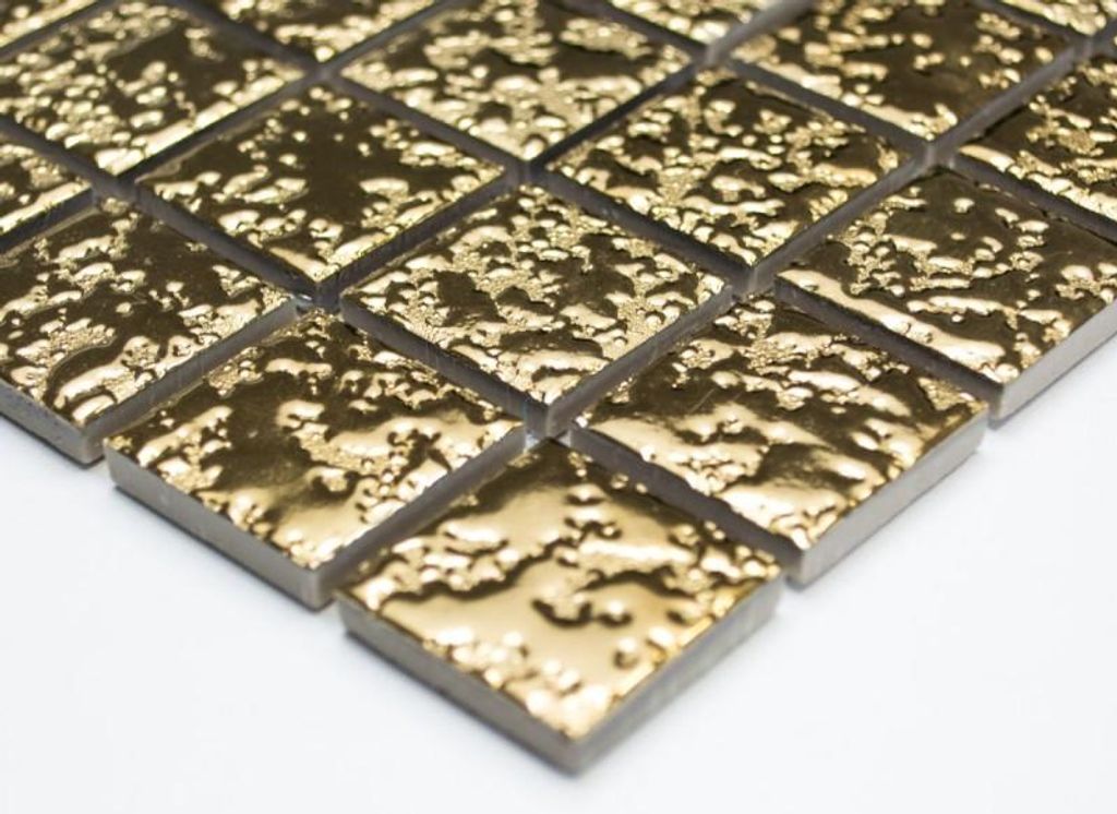 Handmuster Mosaik Fliese Keramik gold gehämmert MOS18-0707_m