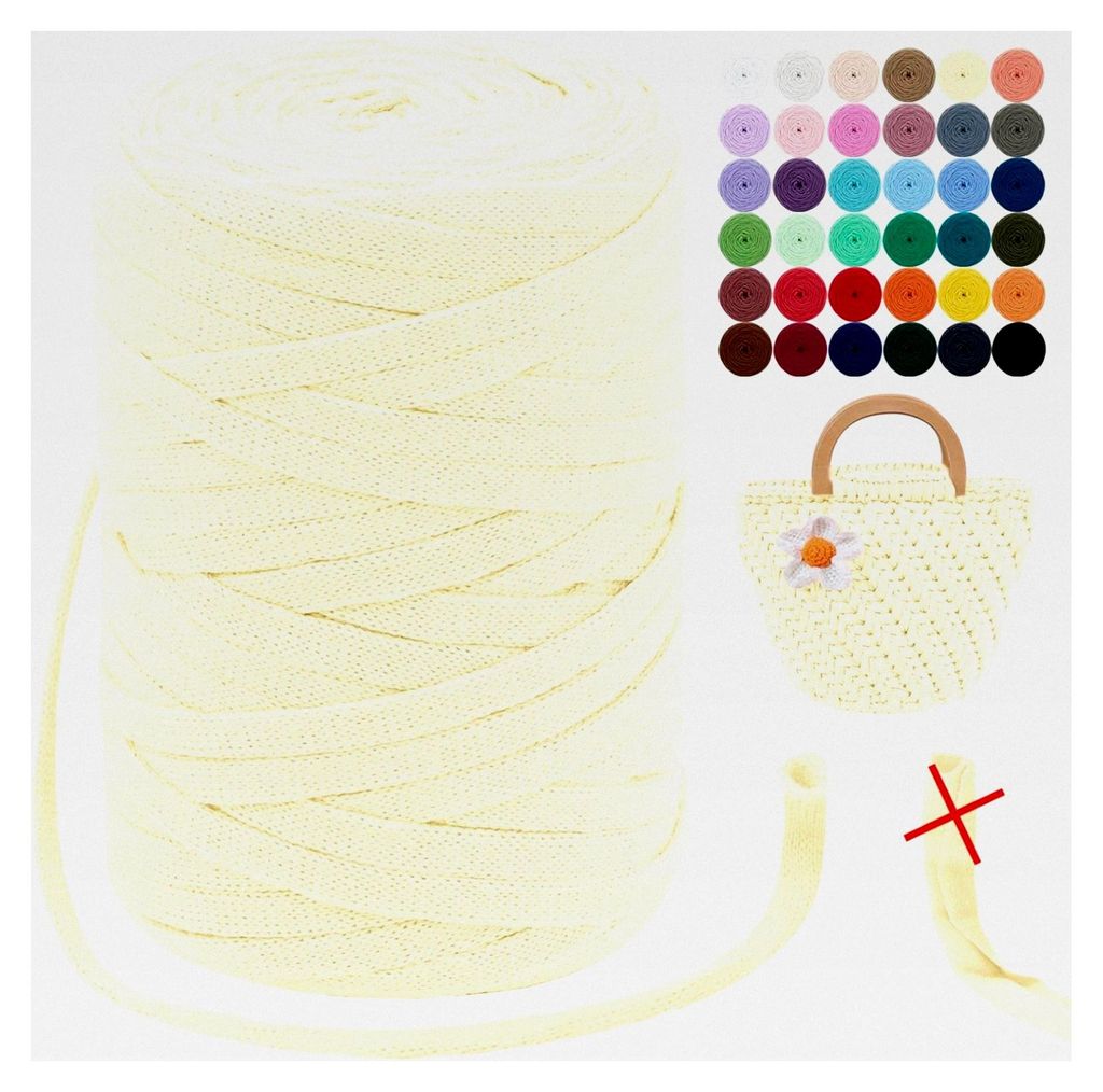 T-Shirt Garn 7mm Textilgarn zum Häkeln für Körbe 100m / 250g Bändchengarn Makramee Garn Häkelgarn Stoff Dickes Garn für Taschen Korb Decke H...