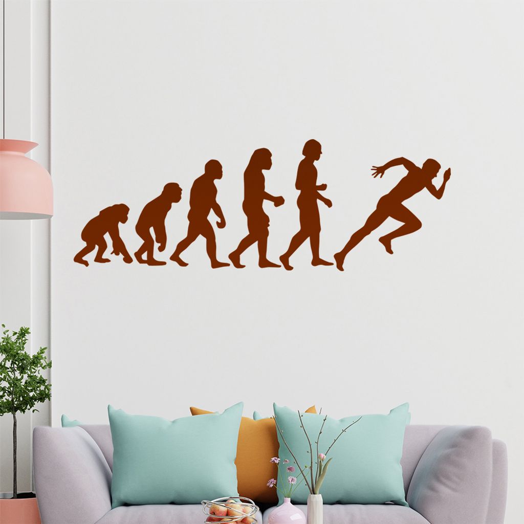 hauptsachebeklebt KIWISTAR Evolution Läufer Charles Darwin laufend Wandtattoo in 6 Größen - Wandaufkleber Wall Sticker - Dekoration, Küche, Woh...