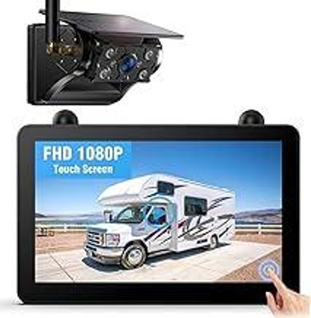 Rückfahrkamera Kabellos Solar Magnetische Rückfahrkameras Funk: 7 1080P Touchscreen IPS Monitor, 12000mAh Akku, 1-Min Einrichtung, IP69K Wasserdi...