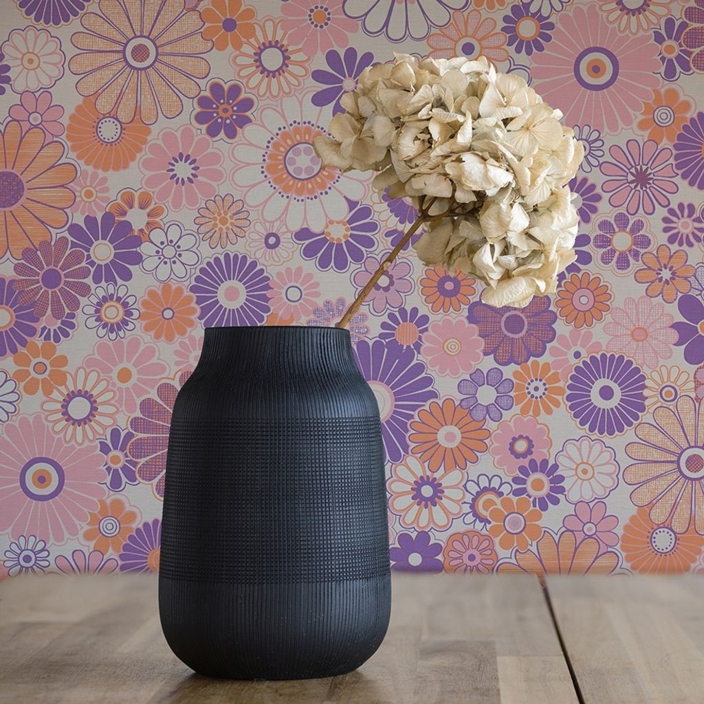 Tapete Lenni Blumen M1-No.10923 Vlies Lila Orange Tadessi 8.50 m x 0.53 m