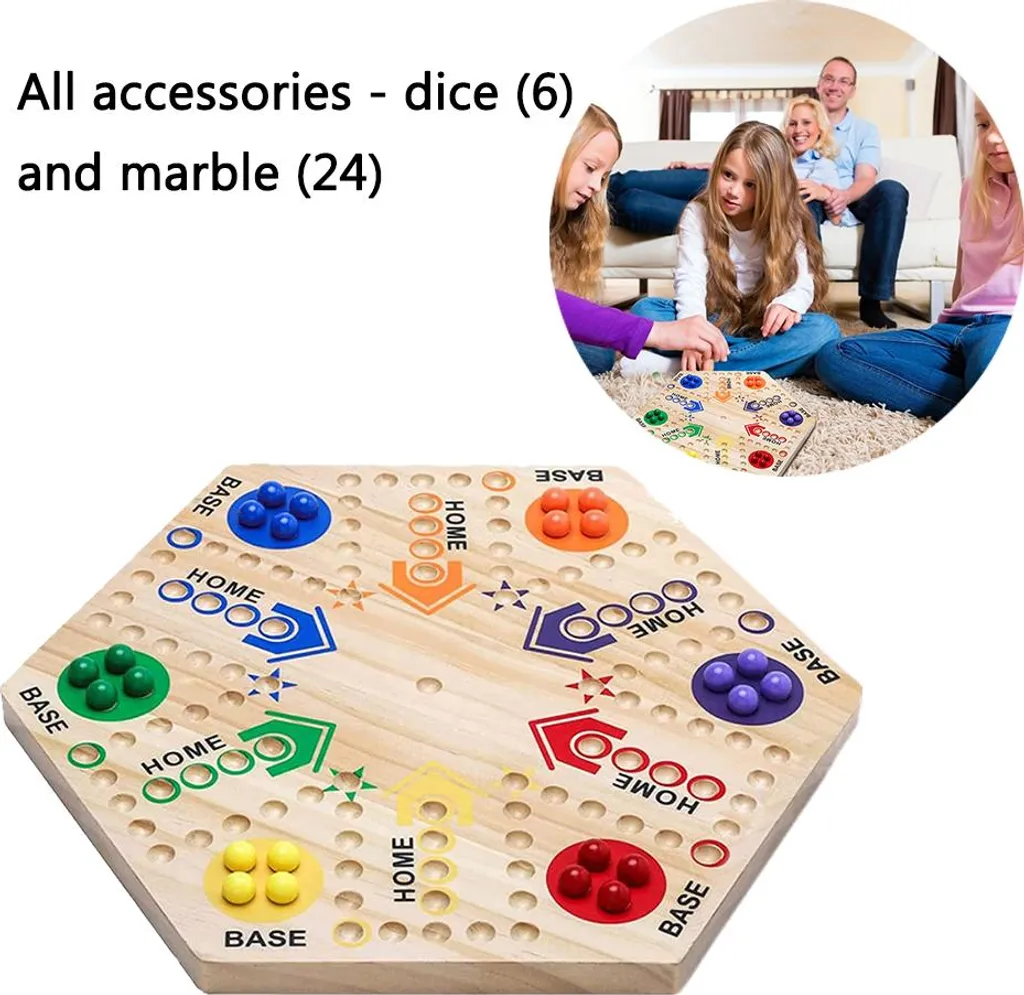 Grand jeu de société hexagonal en bois, plateau de jeu pour 4 à 6 joueurs
