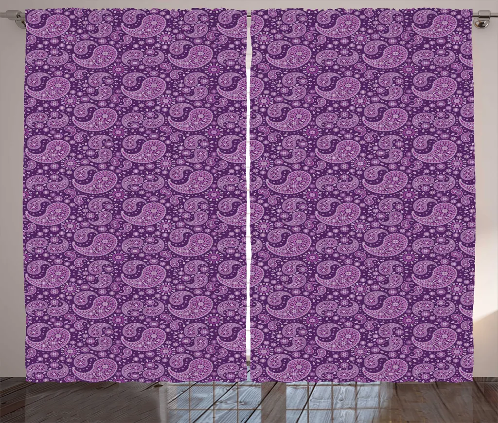 Rideau Décoratif Violet pour Grande Fenêtre 280 x 225 cm Style Rustique