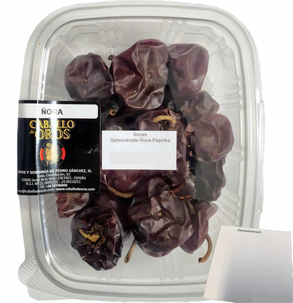 Caballo de Oros Getrocknete Nora-Paprikaschoten aus La Vera (70g Packung) + usy Block