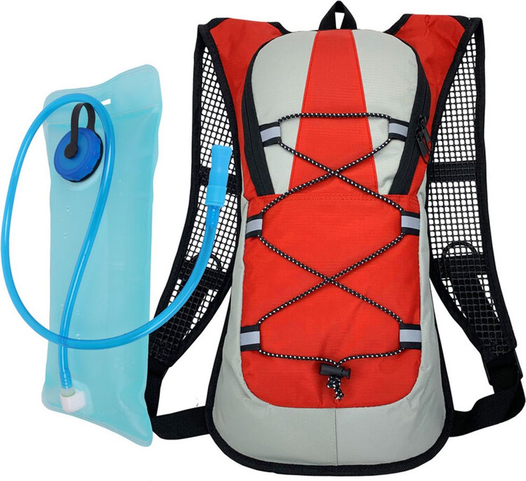 (Rot) Kletterrucksack mit 2L Wasserblase, Rucksack Trinkrucksack Trinkblase für Camping Wandern Radfahren Laufen Klettern Radfahren
