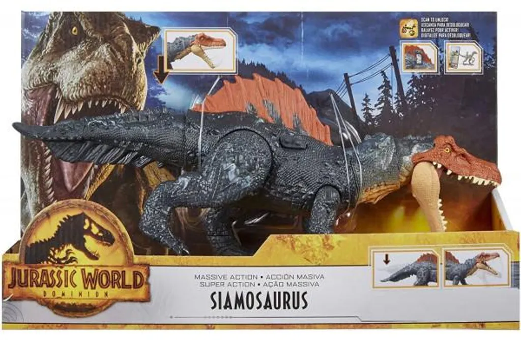 Dinosaure Siamosaurus Robuste et Réaliste Jurassic World Mattel Mega Action
