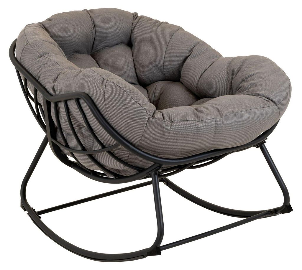 Schaukelstuhl Cozy Stone Aluminium Olefin Schwarz Grau Produktbild 