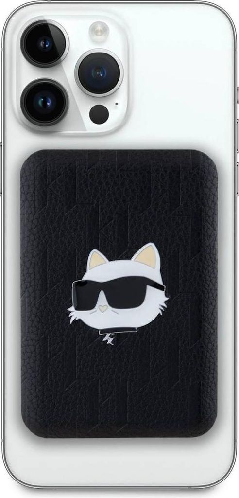 Karl Lagerfeld Tragbare Batterie Powerbank Induktive KLPB5FPGKSCHHK 16W 5000mAh Schwarz/Schwarz Choupette Head Pin MagSafe