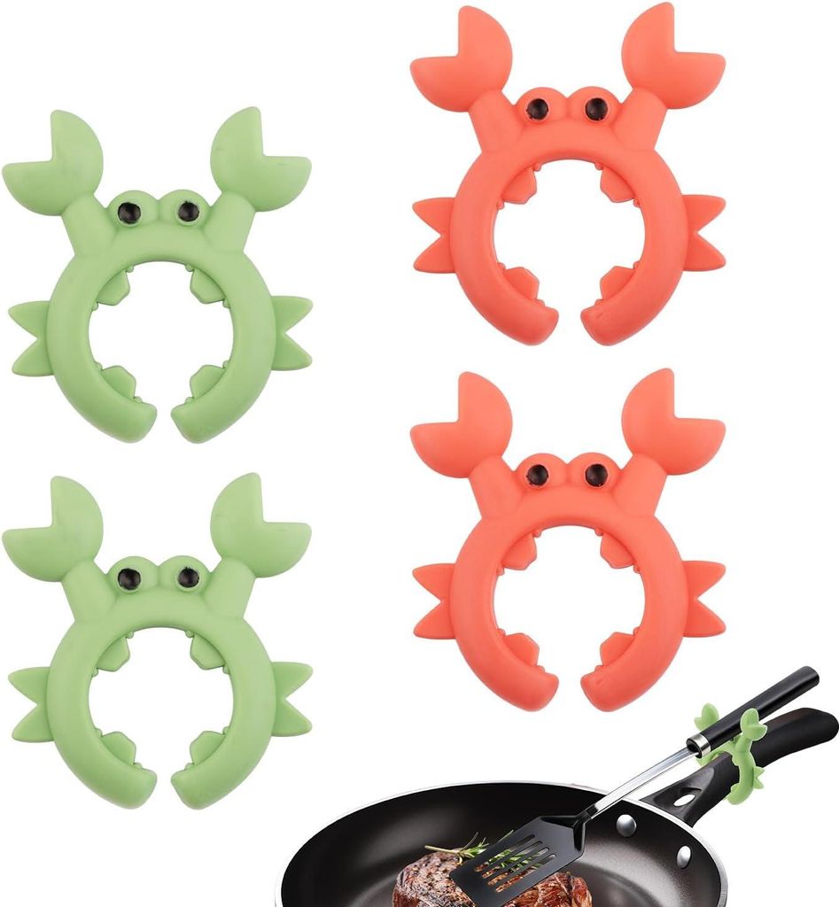 Schattige Krab Spatelhalter - Set von 4 - Silikon - 6,5x6 cm
