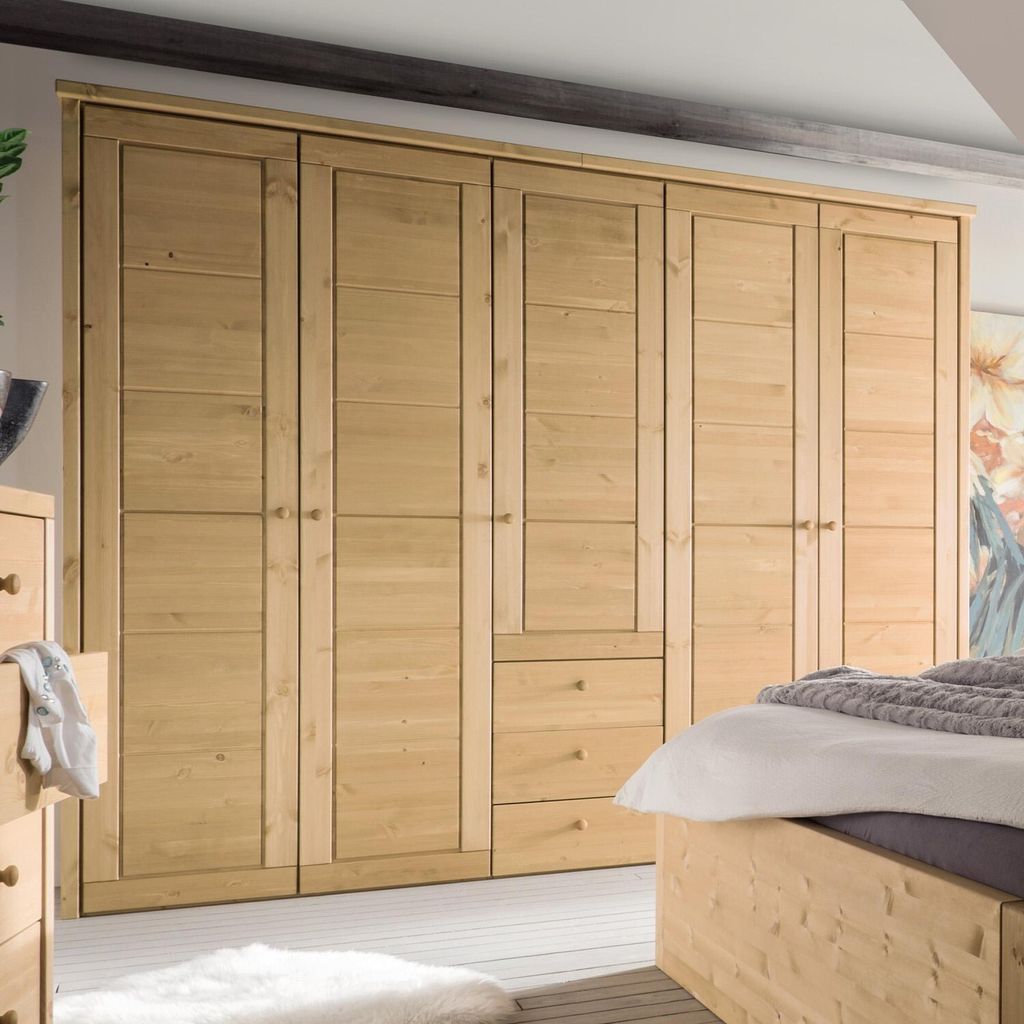 Kleiderschrank 5-türig Vita Kiefernholz Natur 264 x 62 x 224 cm