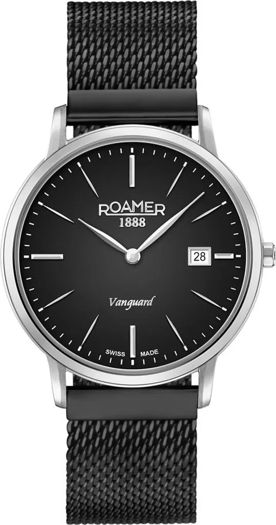 Montre mixte noire Roamer 979809 avec cadran analogique et acier chic