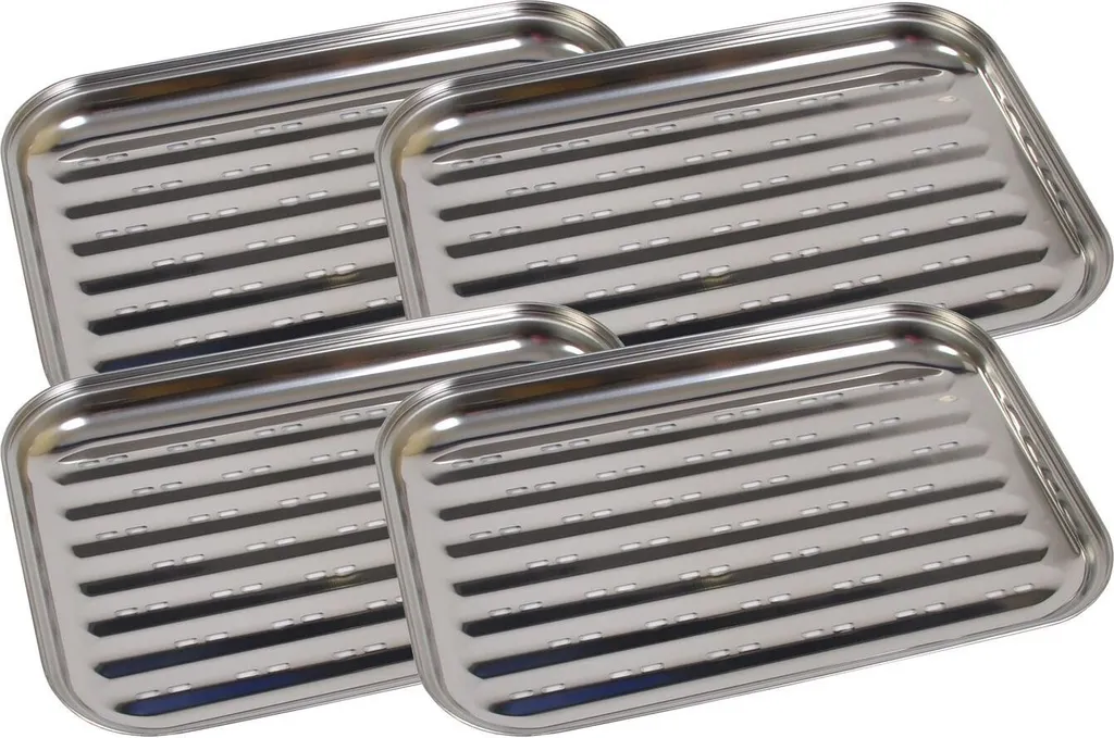 Plaque de Cuisson en Acier Inoxydable 35x24cm Haute Résistance - Set 4