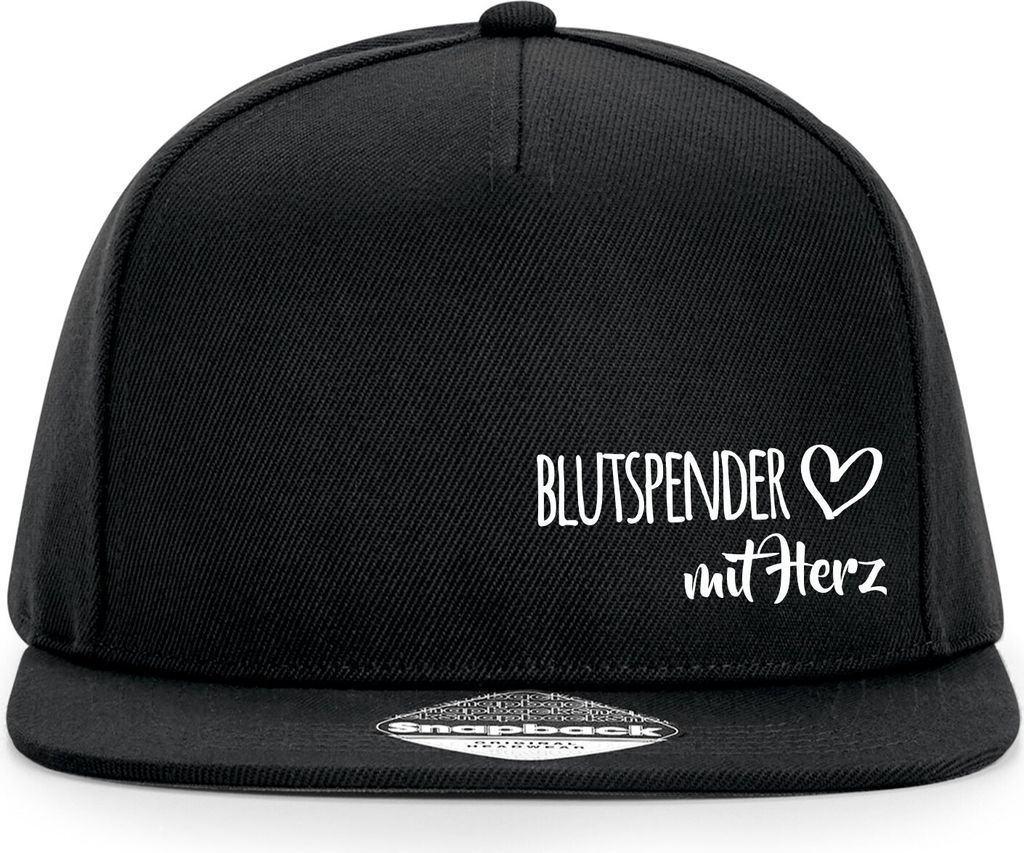 Huuraa Cappy Mütze Blutspender mit Herz Black Polyester Snapback Kappe Geschenkidee