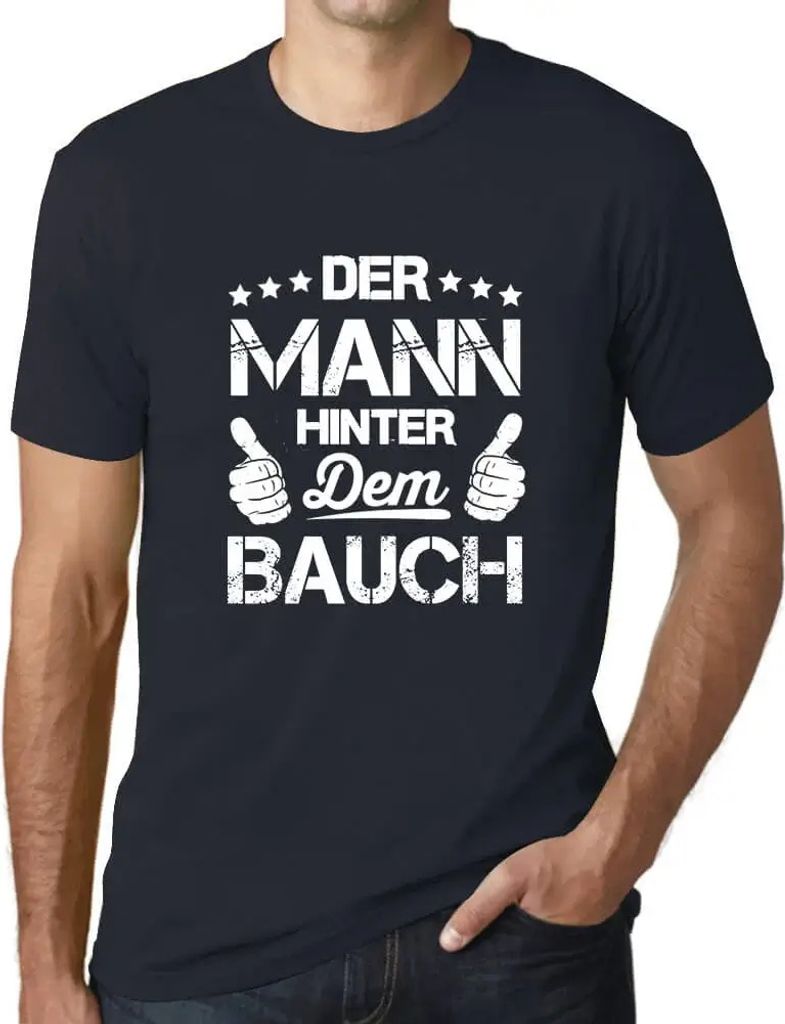 Herren Grafik T-Shirt Der Mann Hinter Dem Bauch Öko-Verantwortlich Vintage Jahrgang Kurzarm Lustige Druck Geburtstag Geschenk Mann
