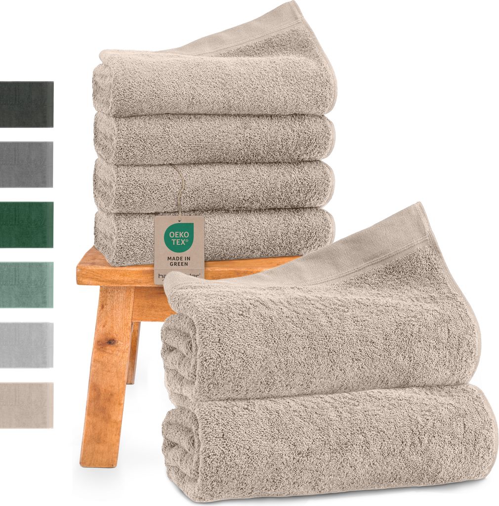 Handtücher Set (Beige, 2 Badetücher + 4 Handtücher)